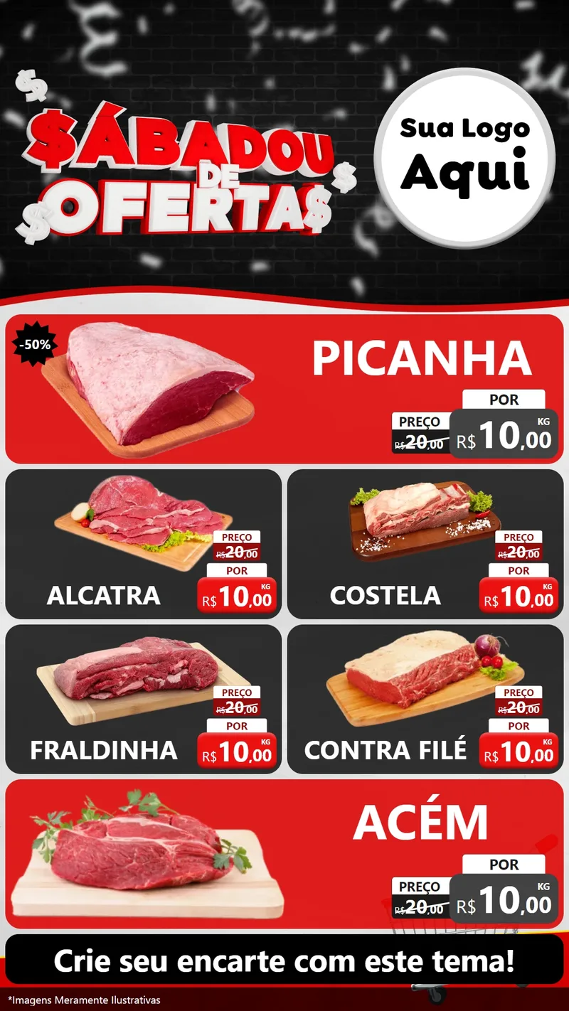 Modelo de TV para TV Vertical com o tema Sabadou de Ofertas para Açougue