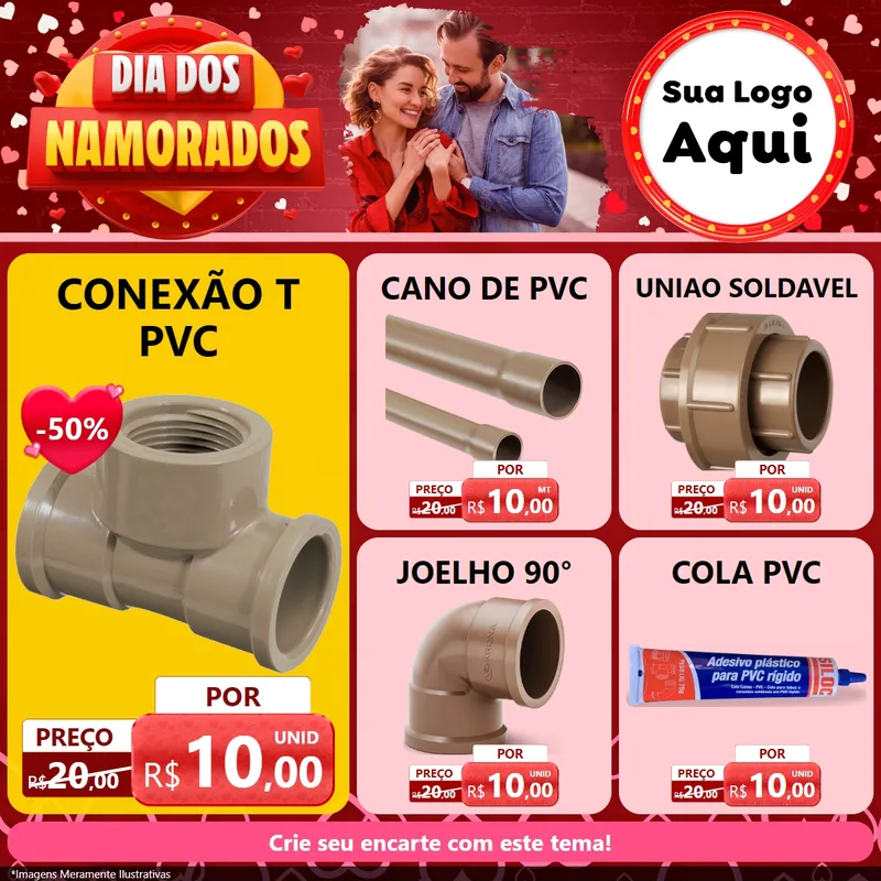 Modelo de Rede Social para Feed Facebook com o tema Dia Dos Namorados para Tubos e conexões