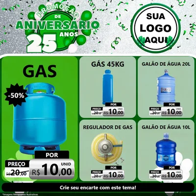 Modelo de Rede Social para Feed Facebook com o tema Promoção de Aniversário - 25 Anos para Água e gás