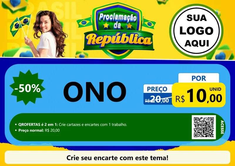 Modelo de Cartaz para Cartaz A4 Horizontal com o tema Proclamação da República para Óticas
