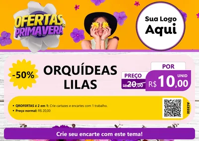 Modelo de Cartaz para Cartaz A4 Horizontal com o tema Ofertas Da Primavera para Floricultura e jardim