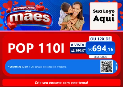 Modelo de Cartaz para Cartaz A4 Horizontal com o tema Promoção das Mães para Concessionaria de Motos
