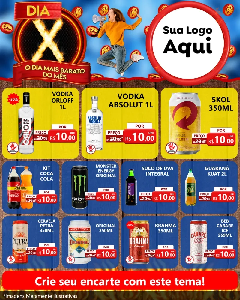 Modelo de Rede Social para Feed Instagram com o tema Dia X - O Dia Mais Barato Do Mês para Distribuidora de bebidas