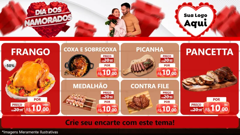 Modelo de TV para TV Horizontal com o tema Dia dos Namorados para Assados