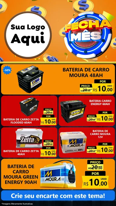 Modelo de TV para TV Vertical com o tema Fecha Mês para Baterias Elétricas