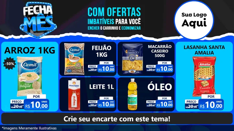 Modelo de TV para TV Horizontal com o tema Fecha Mês para Supermercado