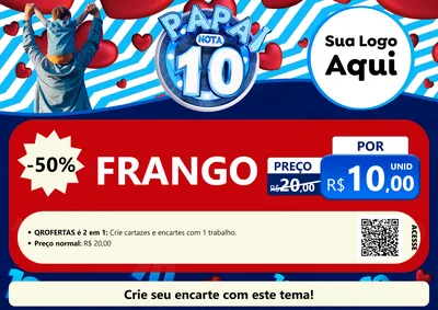 Modelo de Cartaz para Cartaz A4 Horizontal com o tema Papai Nota 10 para Assados