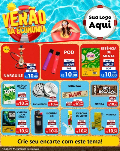 Modelo de Rede Social para Feed Instagram com o tema Verão da Economia para Tabacaria