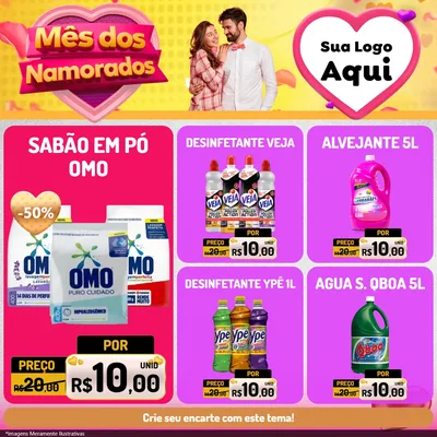 Modelo de Rede Social para Feed Facebook com o tema Mês dos Namorados para Produtos de Limpeza