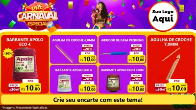 Modelo de TV para TV Horizontal com o tema Pré-Carnaval Especial para Armarinho e Aviamentos