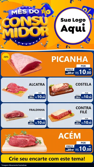 Modelo de TV para TV Vertical com o tema Mês do Consumidor para Açougue