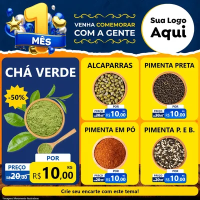 Modelo de Rede Social para Feed Facebook com o tema Um Mês de Aniversário para Produtos Naturais