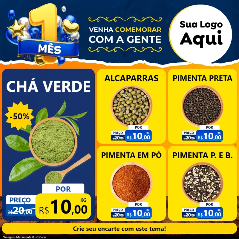 Modelo de Rede Social para Feed Facebook com o tema Um Mês de Aniversário para Produtos Naturais