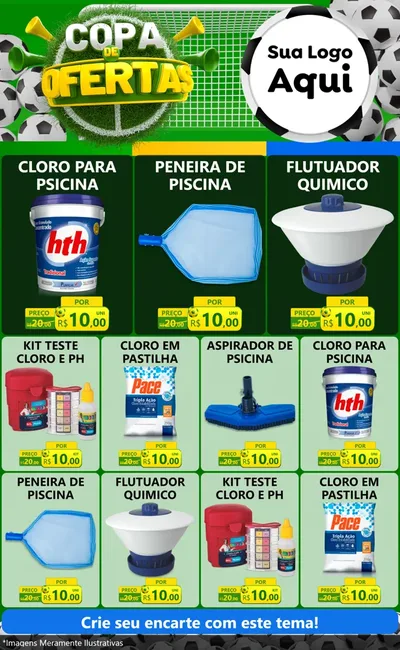 Modelo de Encarte para Encarte Grande com o tema Copa De Ofertas para Produtos para Piscina