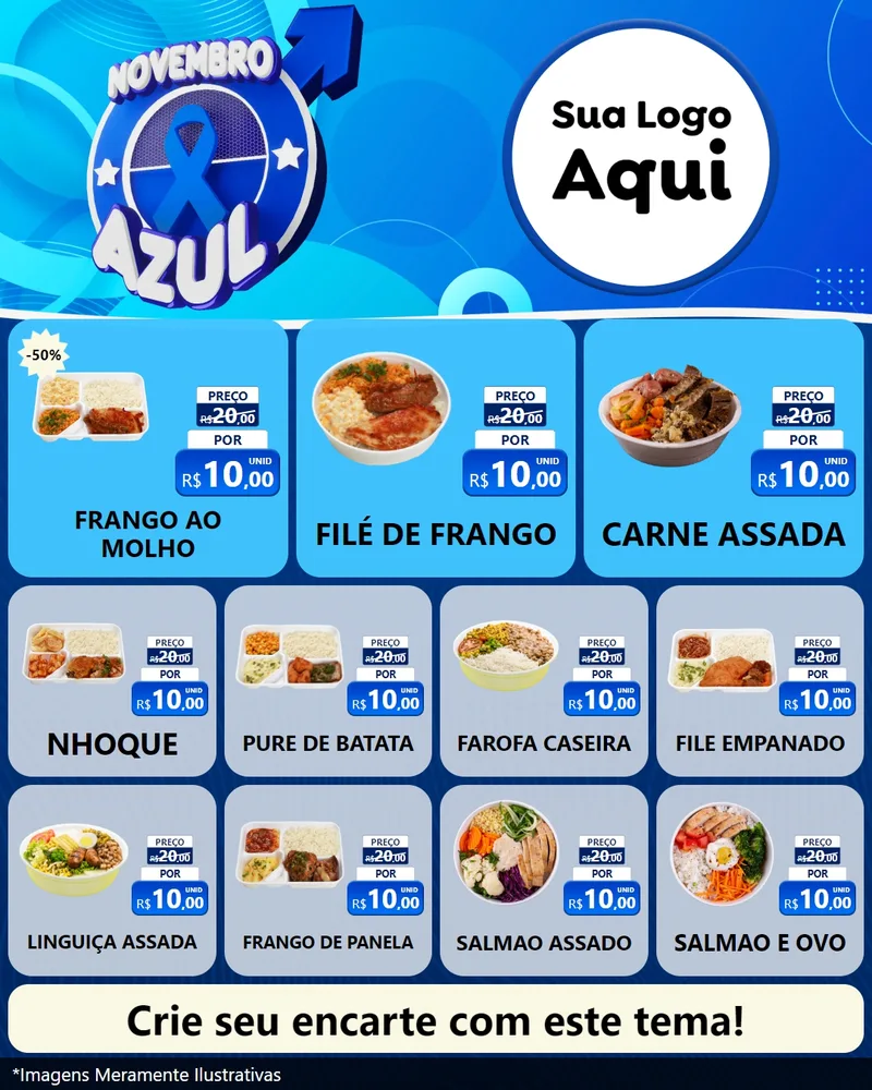 Modelo de Rede Social para Feed Instagram com o tema Novembro Azul para Restaurante