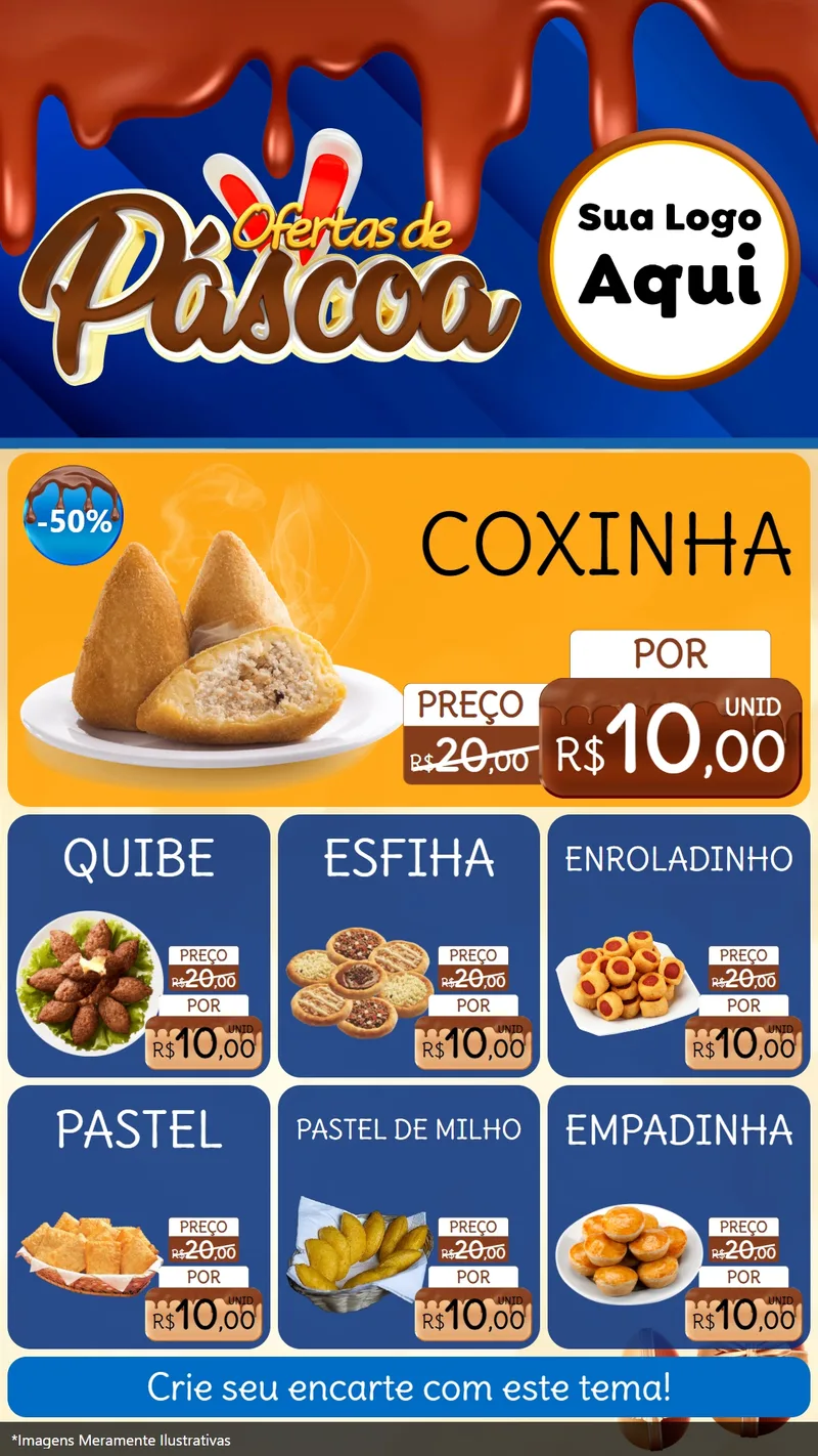 Modelo de Rede Social para Stories com o tema Ofertas de Páscoa para Salgadaria