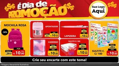 Modelo de TV para TV Horizontal com o tema É Dia De Promoção para Papelaria