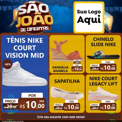 Modelo de Rede Social para Feed Facebook com o tema São João Ofertas Imbatíveis! - Junina para Calçados