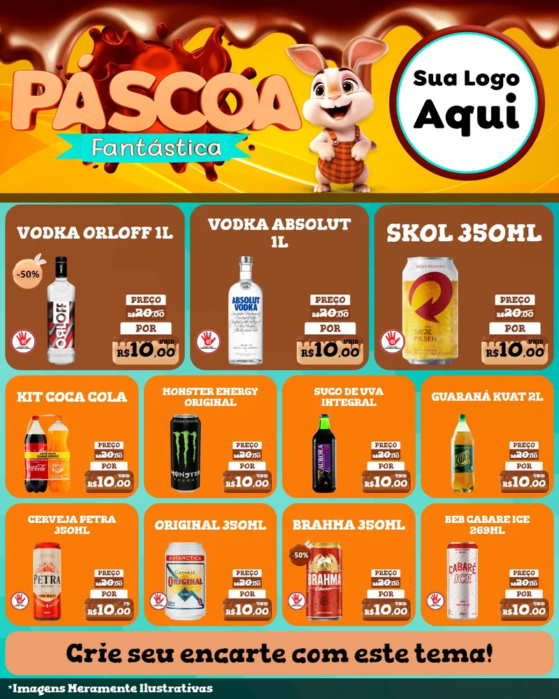 Modelo de Rede Social para Feed Instagram com o tema Páscoa Fantástica para Distribuidora de bebidas