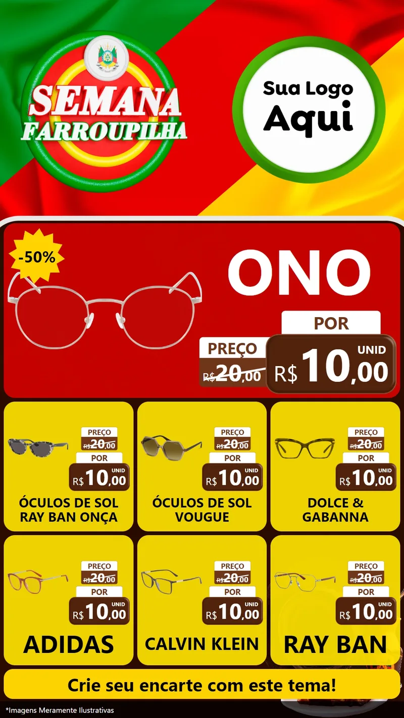 Modelo de Rede Social para Stories com o tema Semana Farroupilha para Óticas
