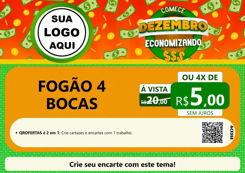 Modelo de Cartaz para Cartaz A4 Horizontal com o tema Comece Dezembro Economizando para Móveis e Eletro