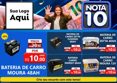 Modelo de Encarte para Encarte A4 Horizontal com o tema Nota 10 para Baterias Elétricas