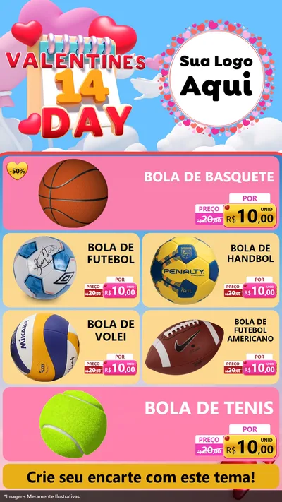 Modelo de TV para TV Vertical com o tema Valentine's Day para Artigos Esportivos