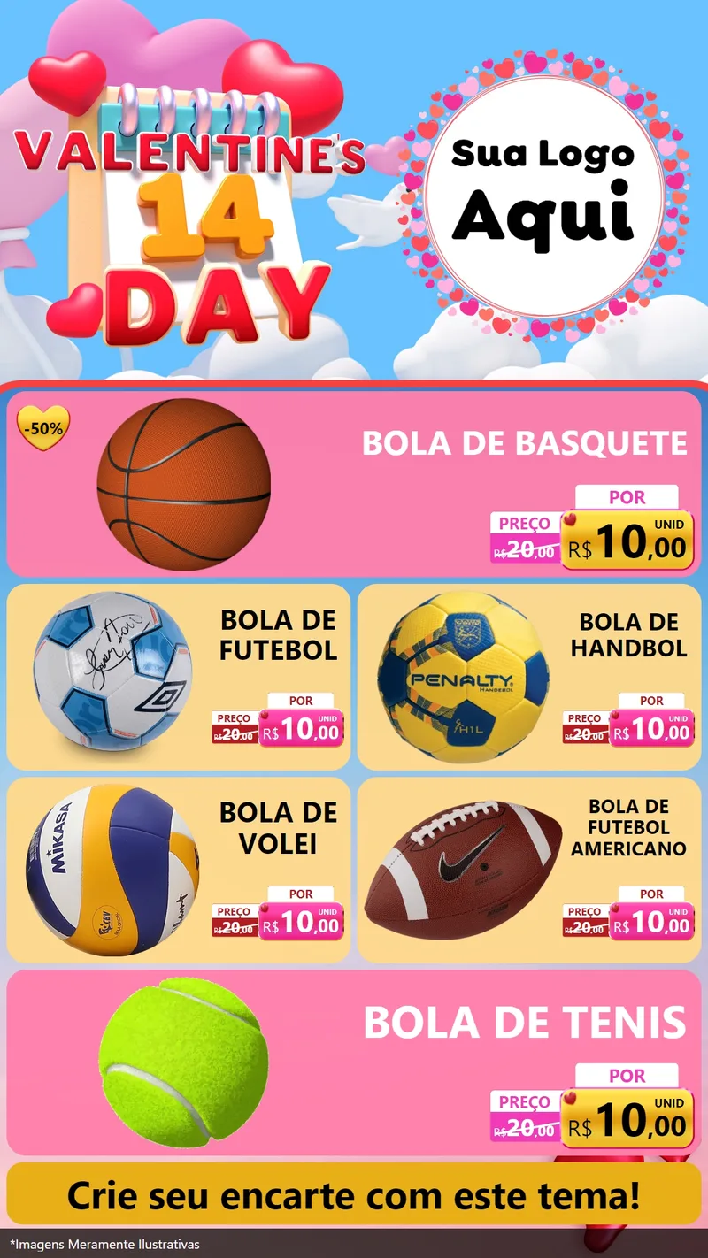 Modelo de TV para TV Vertical com o tema Valentine's Day para Artigos Esportivos