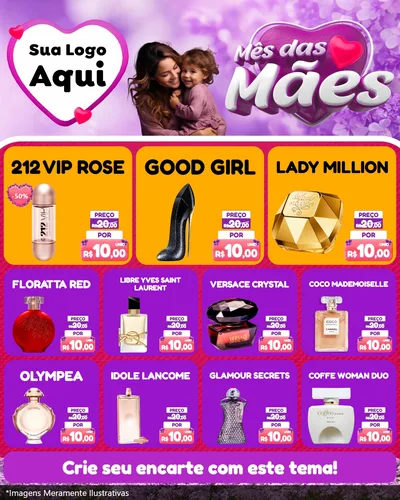 Modelo de Rede Social para Feed Instagram com o tema Mês das Mães para Perfumes