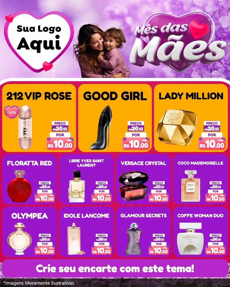 Modelo de Rede Social para Feed Instagram com o tema Mês das Mães para Perfumes