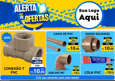 Modelo de Encarte para Encarte A4 Horizontal com o tema Alerta de Ofertas para Tubos e conexões