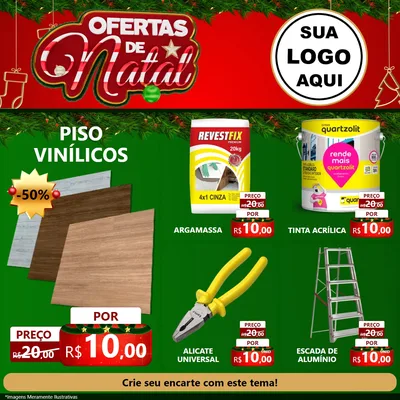 Modelo de Rede Social para Feed Facebook com o tema Ofertas de Natal para Material para Construção
