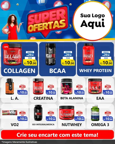 Modelo de Rede Social para Feed Instagram com o tema Super Ofertas para Suplementos alimentares