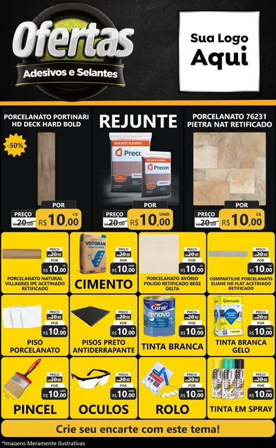 Modelo de Encarte para Encarte Grande com o tema Ofertas - Adesivos e Selantes para Pisos e revestimentos