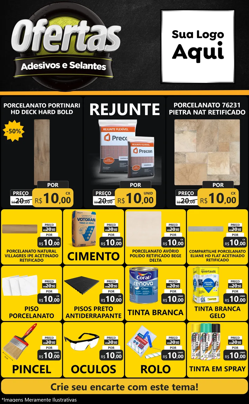 Modelo de Encarte para Encarte Grande com o tema Ofertas - Adesivos e Selantes para Pisos e revestimentos