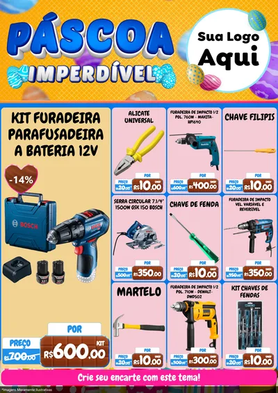 Modelo de Encarte para Encarte A4 Vertical com o tema Páscoa Imperdível para Maquinas e Ferramentas
