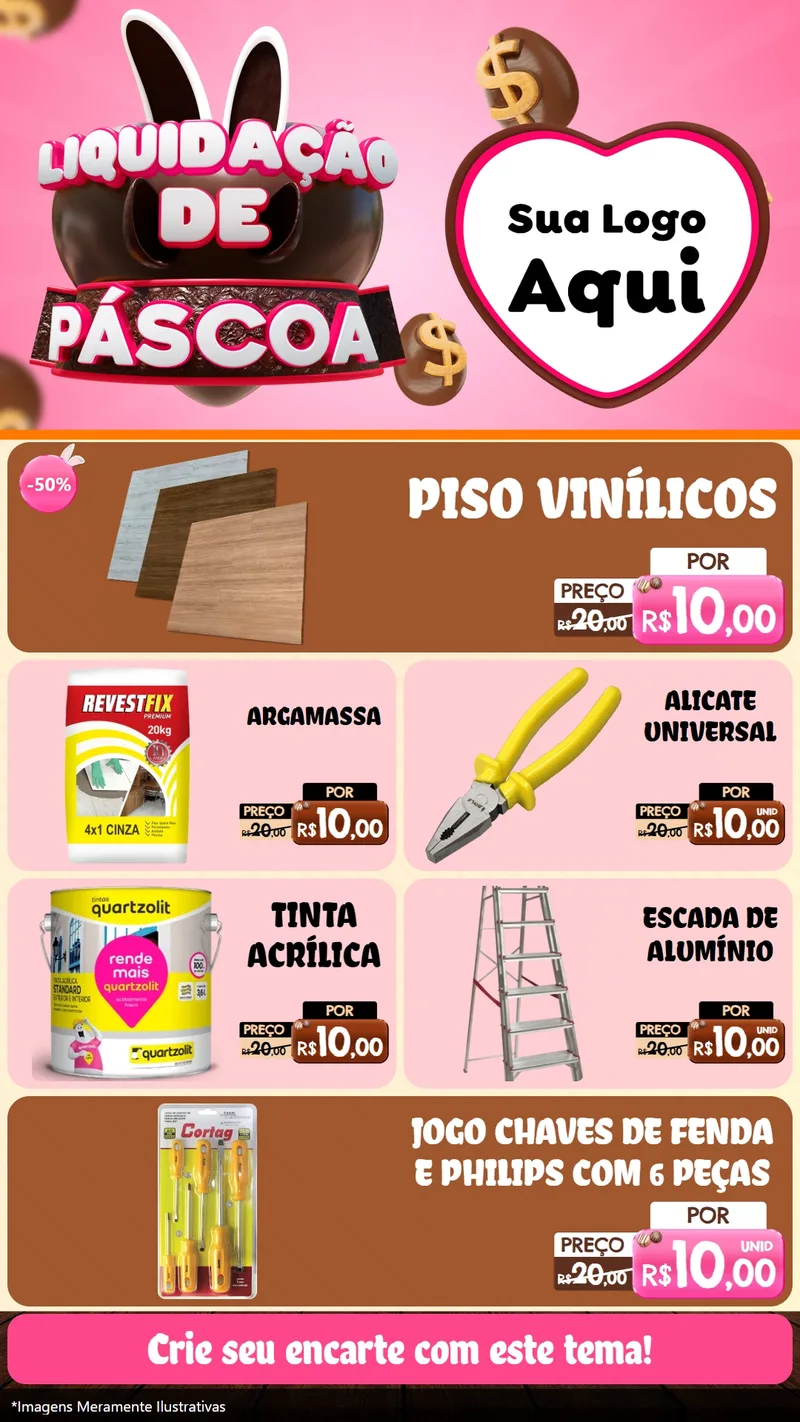 Modelo de TV para TV Vertical com o tema Liquidação de Páscoa para Material para Construção