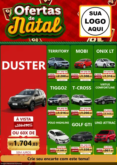 Modelo de Encarte para Encarte A4 Vertical com o tema Ofertas de Natal para Concessionaria de Carros