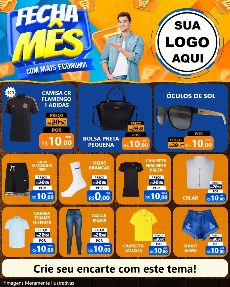 Modelo de Rede Social para Feed Instagram com o tema Fecha Mês Com Mais Economia para Roupas e acessórios