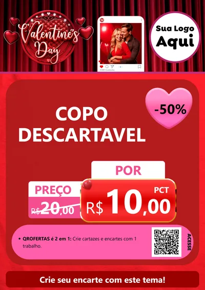 Modelo de Cartaz para Cartaz A4 Vertical com o tema Valentine's Day para Embalagens