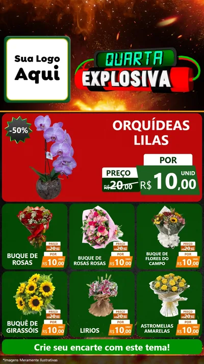 Modelo de Rede Social para Stories com o tema Quarta Explosiva para Floricultura e jardim