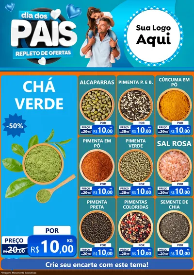 Modelo de Encarte para Encarte A4 Vertical com o tema Dia Dos Pais Repleto de Ofertas para Produtos Naturais