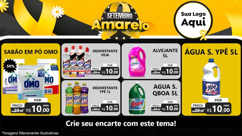 Modelo de TV para TV Horizontal com o tema Setembro Amarelo para Produtos de Limpeza