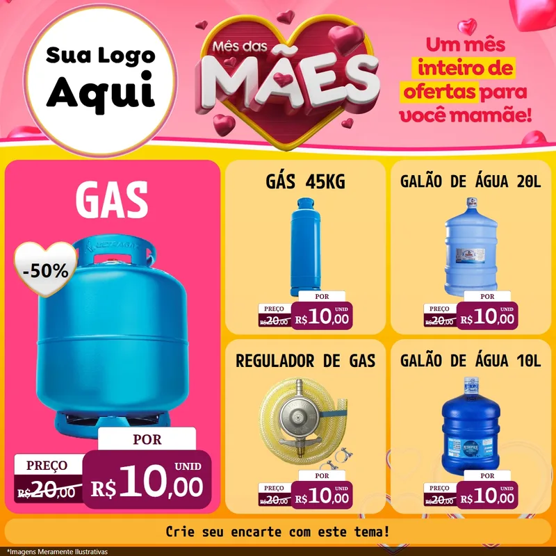 Modelo de Rede Social para Feed Facebook com o tema Mês das Mães para Água e gás