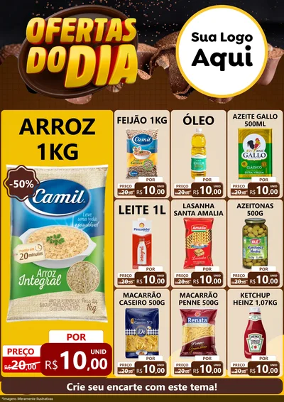 Modelo de Encarte para Encarte A4 Vertical com o tema Ofertas do Dia para Supermercado