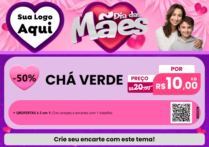 Modelo de Cartaz para Cartaz A4 Horizontal com o tema Dia das Mães para Produtos Naturais