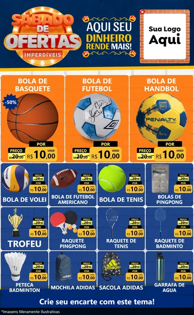 Modelo de Encarte para Encarte Grande com o tema Sábado de Ofertas Imperdíveis para Artigos Esportivos