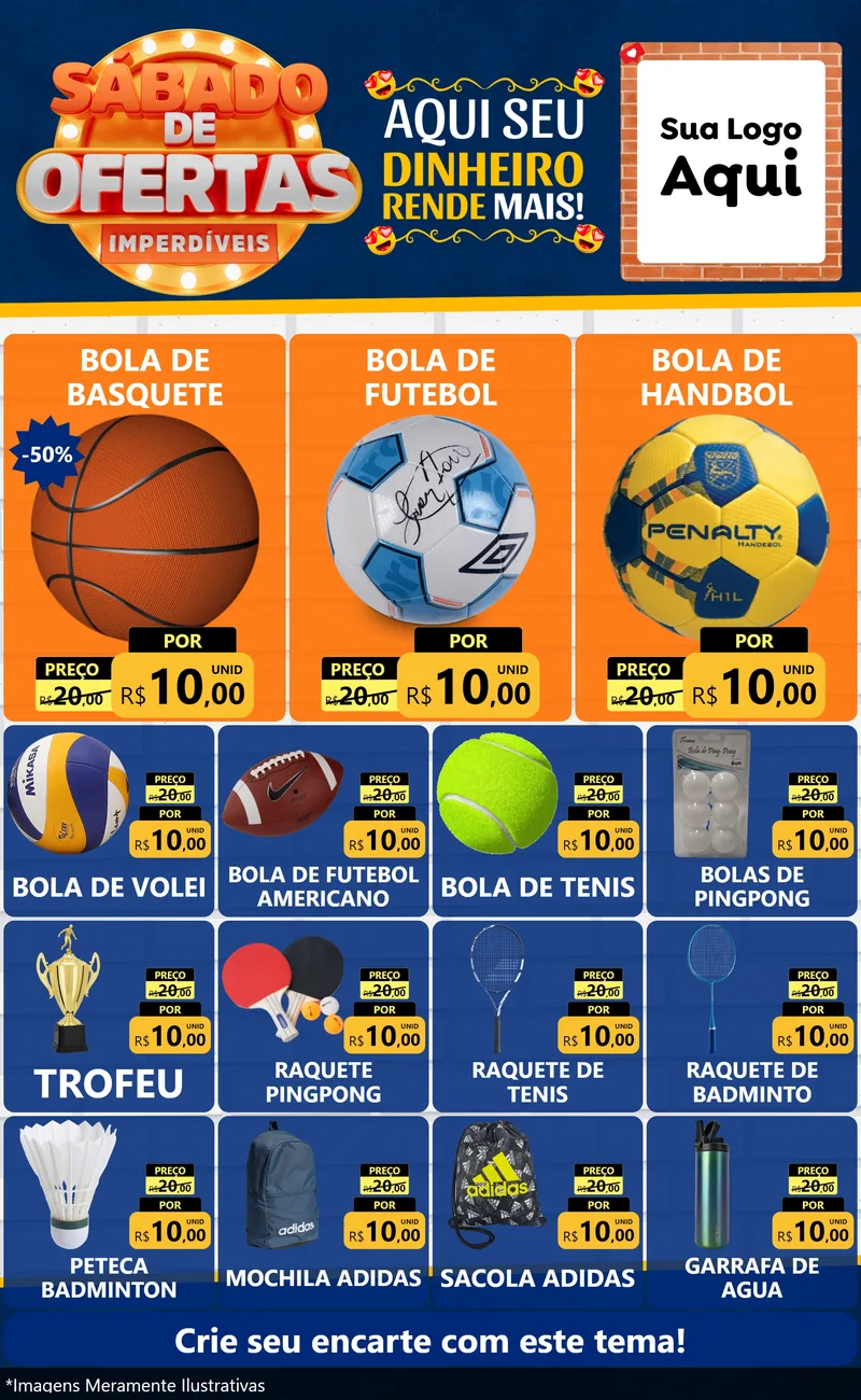 Modelo de Encarte para Encarte Grande com o tema Sábado de Ofertas Imperdíveis para Artigos Esportivos