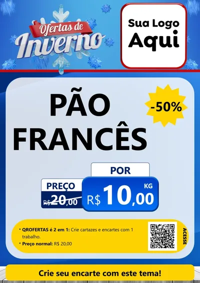 Modelo de Cartaz para Cartaz A4 Vertical com o tema Ofertas de Inverno para Padaria