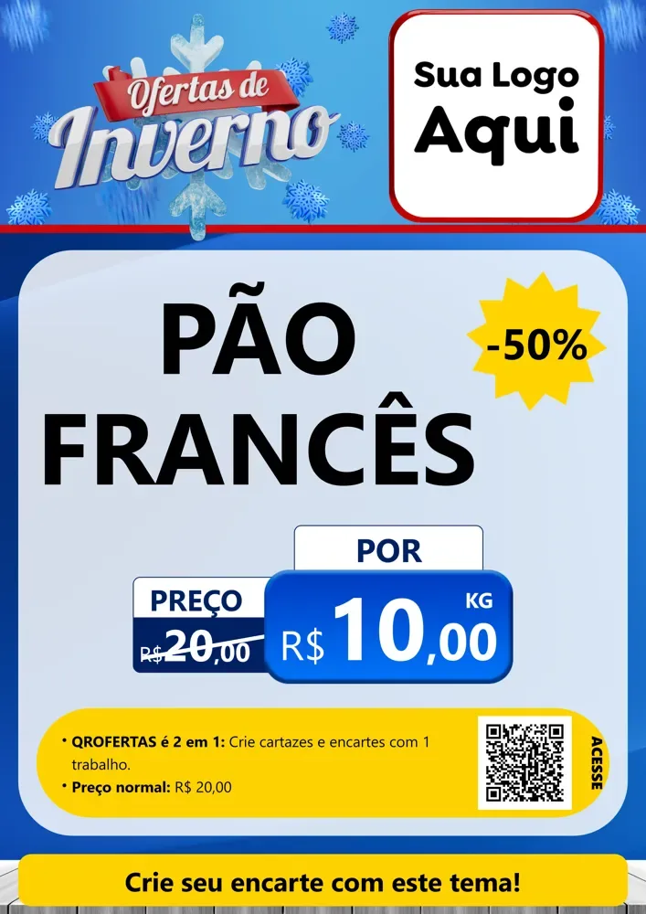 Modelo de Cartaz para Cartaz A4 Vertical com o tema Ofertas de Inverno para Padaria